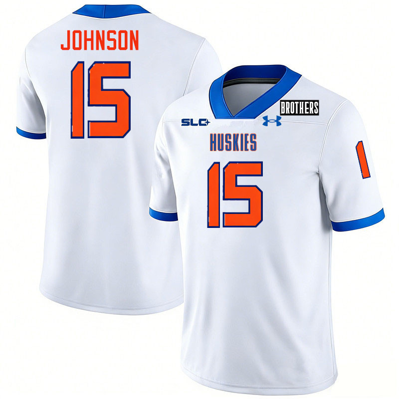 Houston Christian Huskies #15 Norey Johnson College Football Jerseys,Uniforms-White